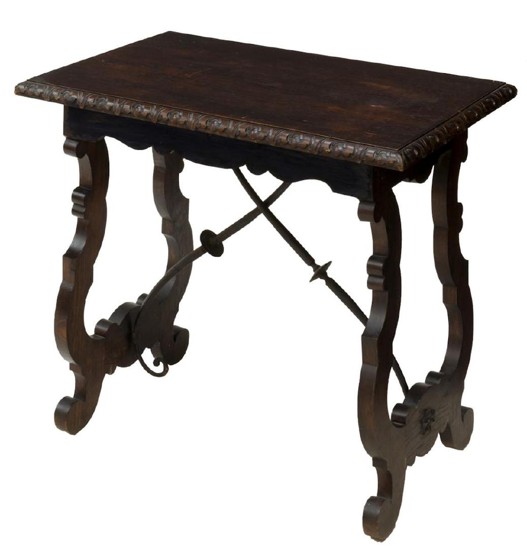 SPANISH BAROQUE STYLE IRON STRETCHER SIDE TABLE (1 of 2)