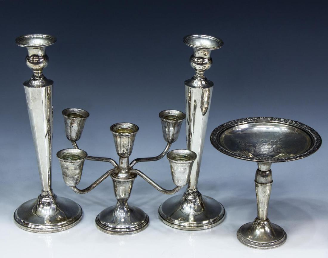 (4) WEIGHTED STERLING CANDLESTICKS & COMPOTE (1 of 3)
