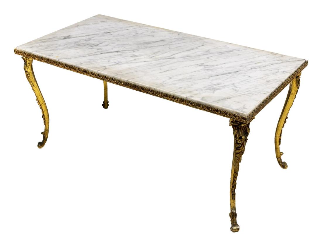 FRENCH GILT BRASS & MARBLE TOP COFFEE TABLE (1 of 2)