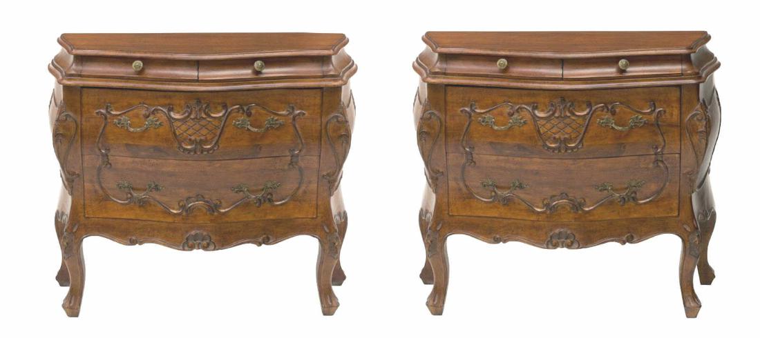 (2) CASA STRADIVARI FRENCH STYLE BOMBE COMMODES (1 of 2)