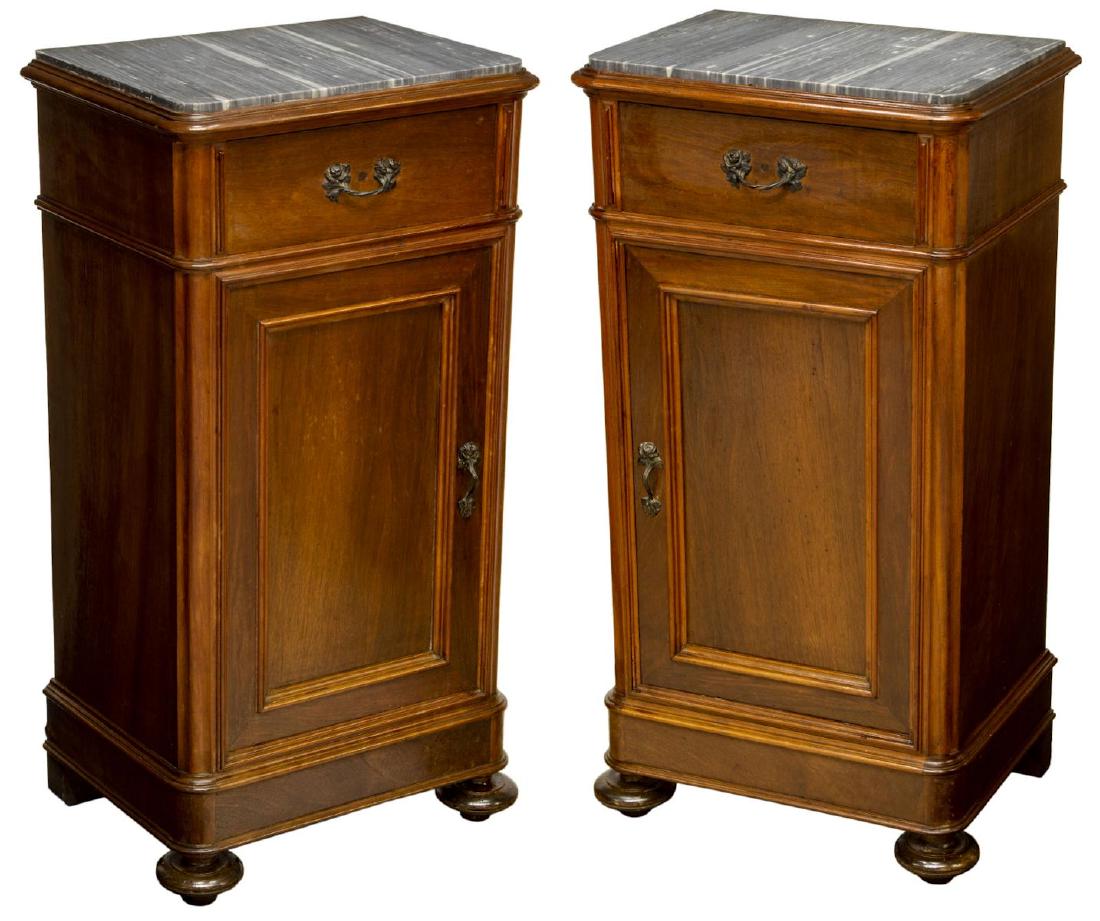 (2) ITALIAN MARBLE TOP BEDSIDE CABINETS (1 of 2)