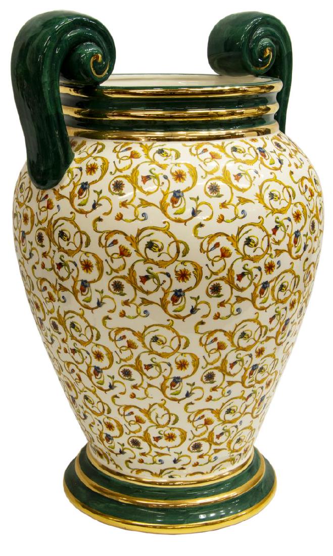 LARGE ITALIAN BASSANO PARCEL GILT CERAMIC URN (1 of 4)