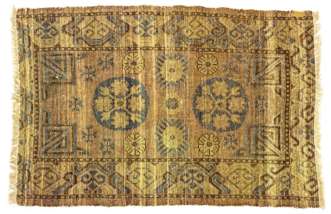 HAND-TIED KHOTAN RUG 4' X 2'6" (1 of 3)