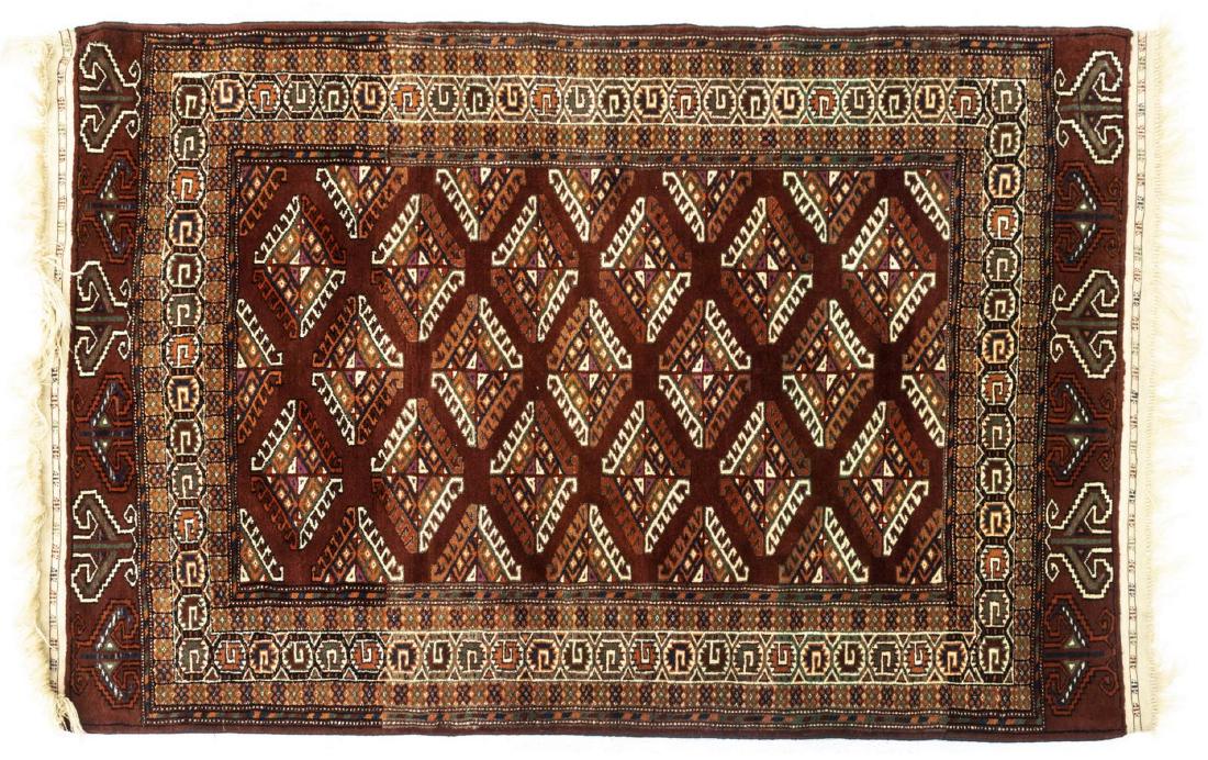 PERSIAN HAND-TIED TURKOMAN RUG 6'1" X 3'9" (1 of 3)