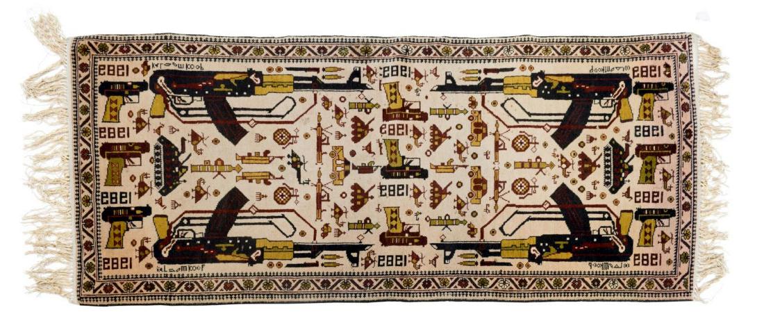 HAND-TIED AFGHAN TRIBAL WAR RUG 6'6" X 2'6" (1 of 3)