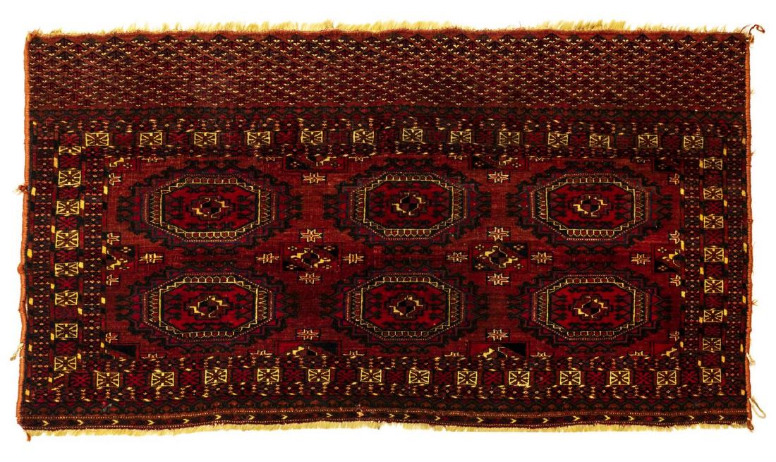 HAND-TIED TURKOMAN SALOR RUG 4'3" X 2'4" (1 of 3)