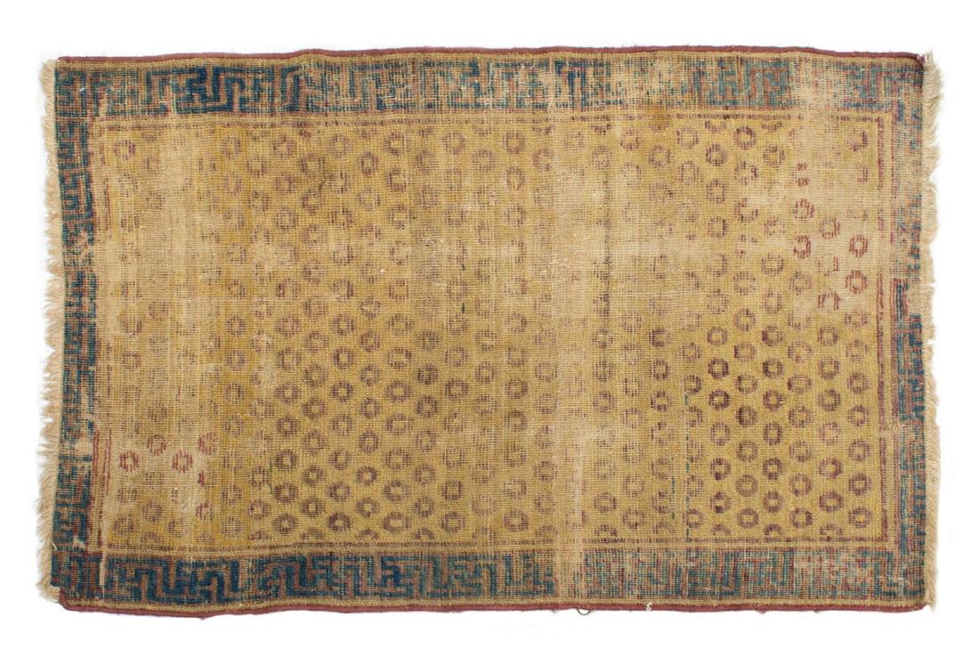 HAND-TIED KHOTAN RUG 3'9" X 2'5" (1 of 2)