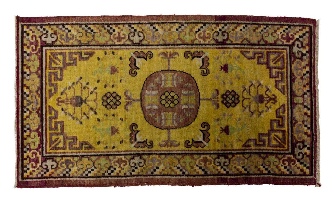 HAND-TIED KHOTAN RUG 4'7" X 2'7" (1 of 3)
