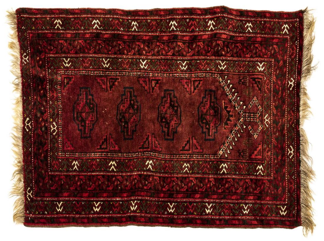 HAND-TIED TURKOMAN PRAYER RUG 3'4" X 2'5" (1 of 3)