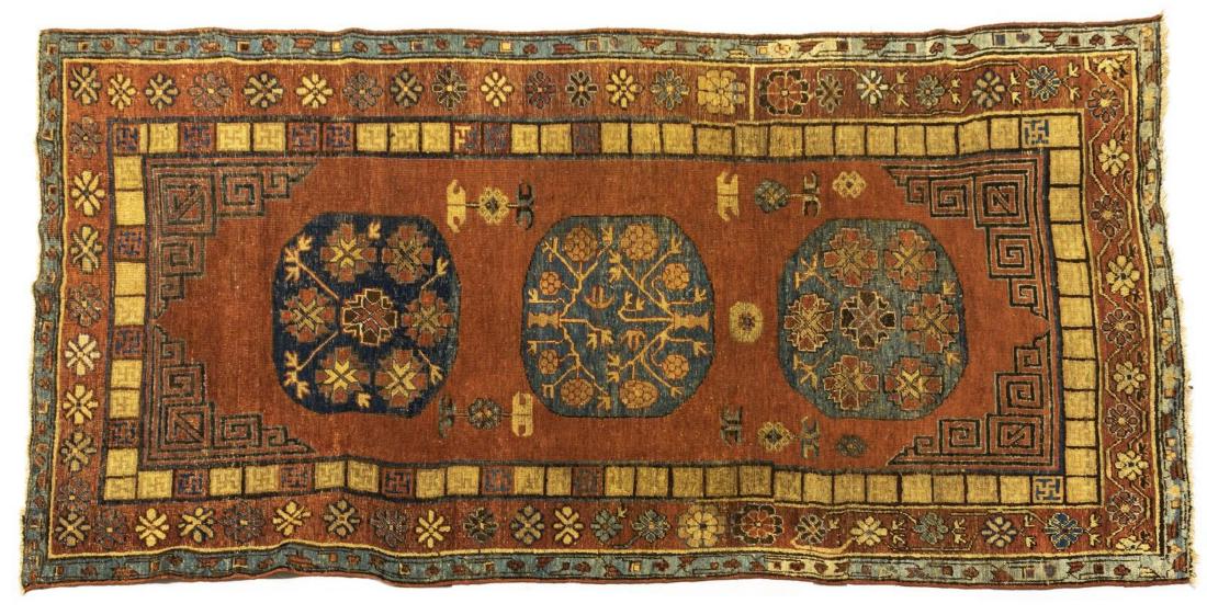 HAND-TIED KHOTAN RUG 7'11" X 4' (1 of 3)