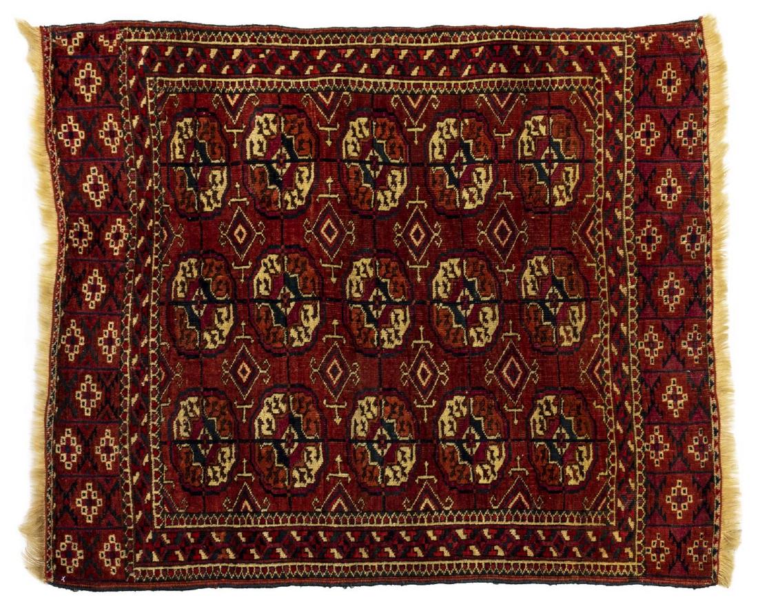 ANTIQUE PERSIAN HAND-TIED TURKOMAN RUG 2'10"X3'3" (1 of 3)