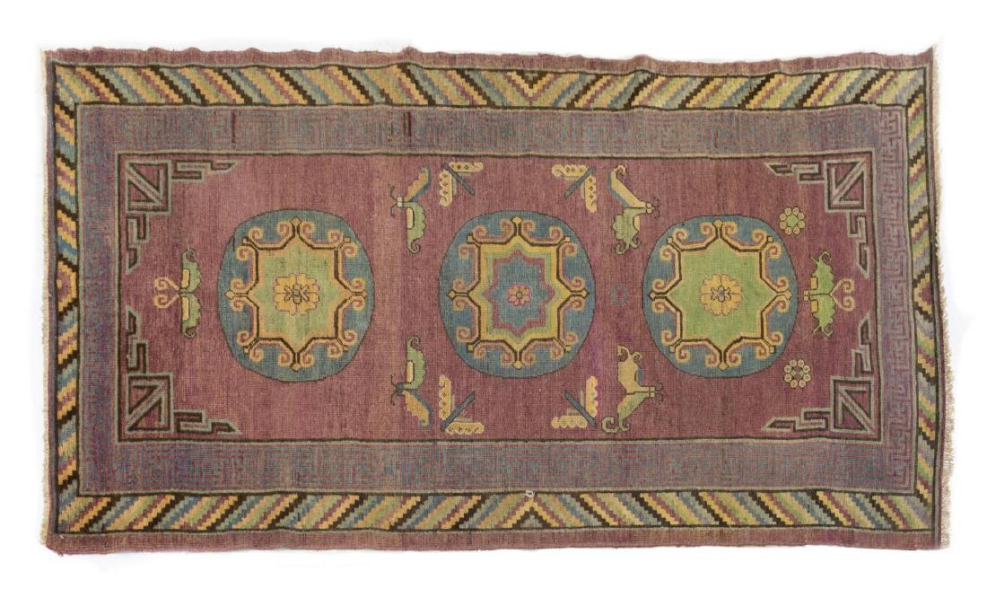 HAND-TIED KHOTAN RUG 7'11" X 4' (1 of 3)