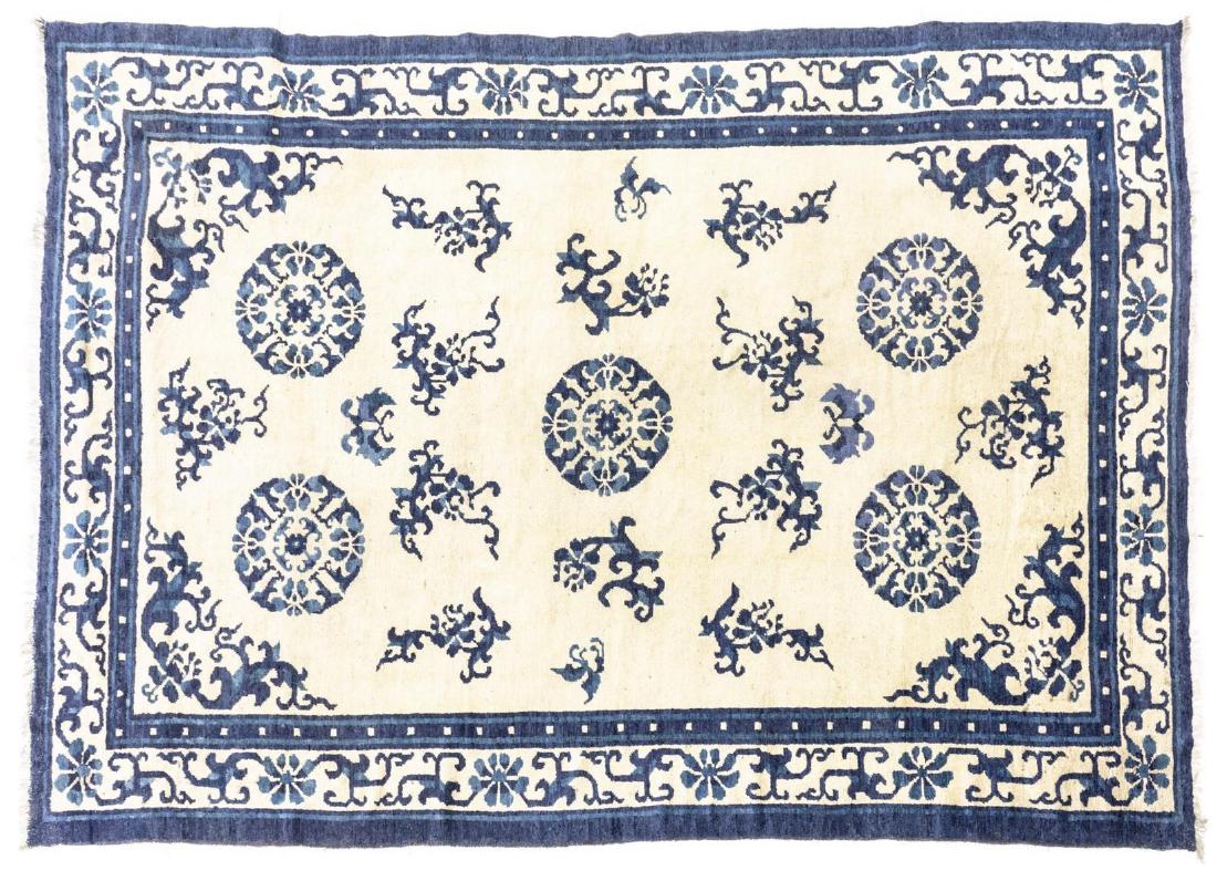 HAND TUFTED CHINESE RUG 8'6" X 5'11": Hand tuftedChinese rug, China, wool on cotton, approx 8'5"l, 6'"w *Provenance: The Francisco G. Zarate Collection of Oriental Rugs* Start Price: $100.00