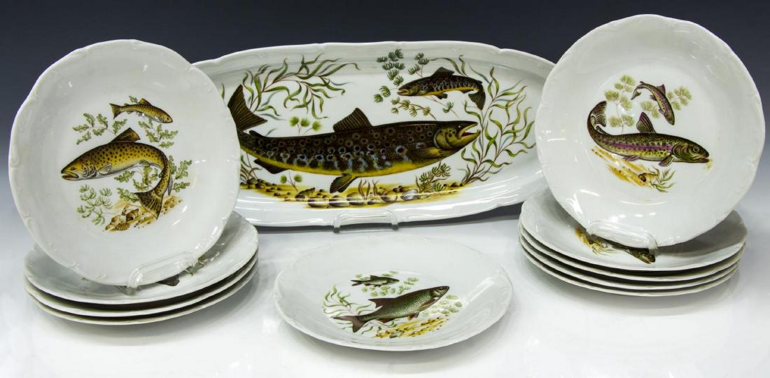(11) FRENCH PORCELAINE DE SOLOGNE FISH SET (1 of 4)