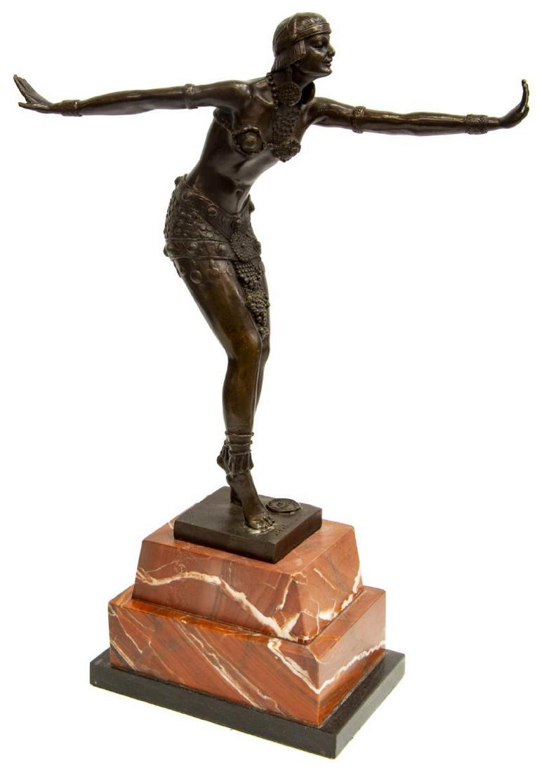 AFTER CHIPARUS ART DECO STYLE BRONZE DANCING WOMAN (1 of 6)