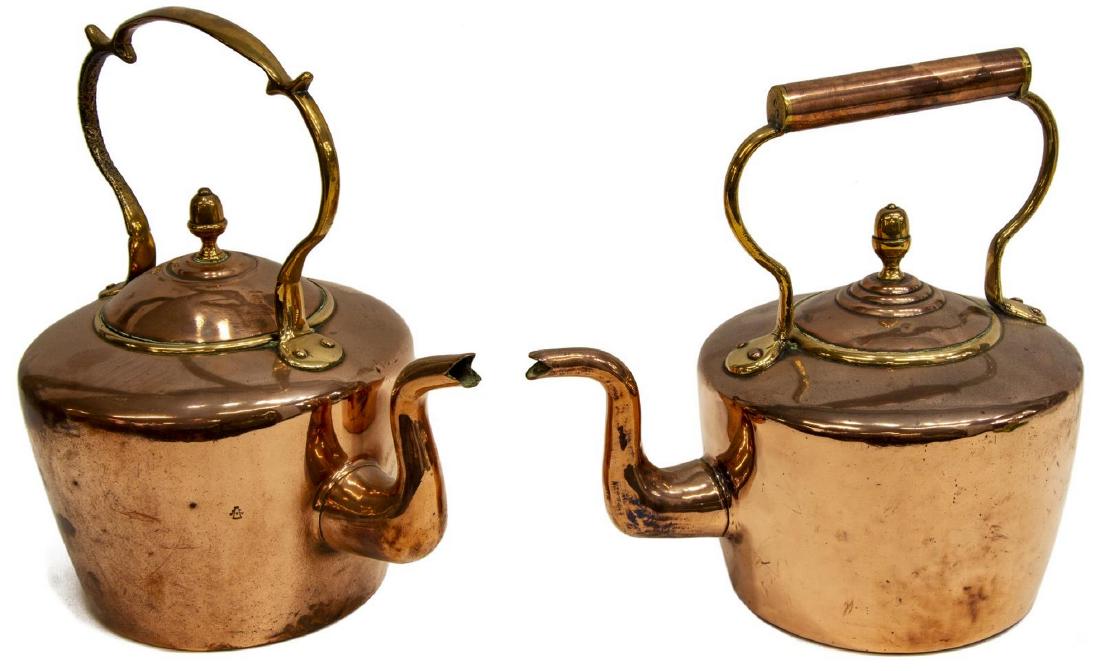 (2) LARGE 19THC. ENGLISH COPPER & BRASS KETTLES (1 of 3)