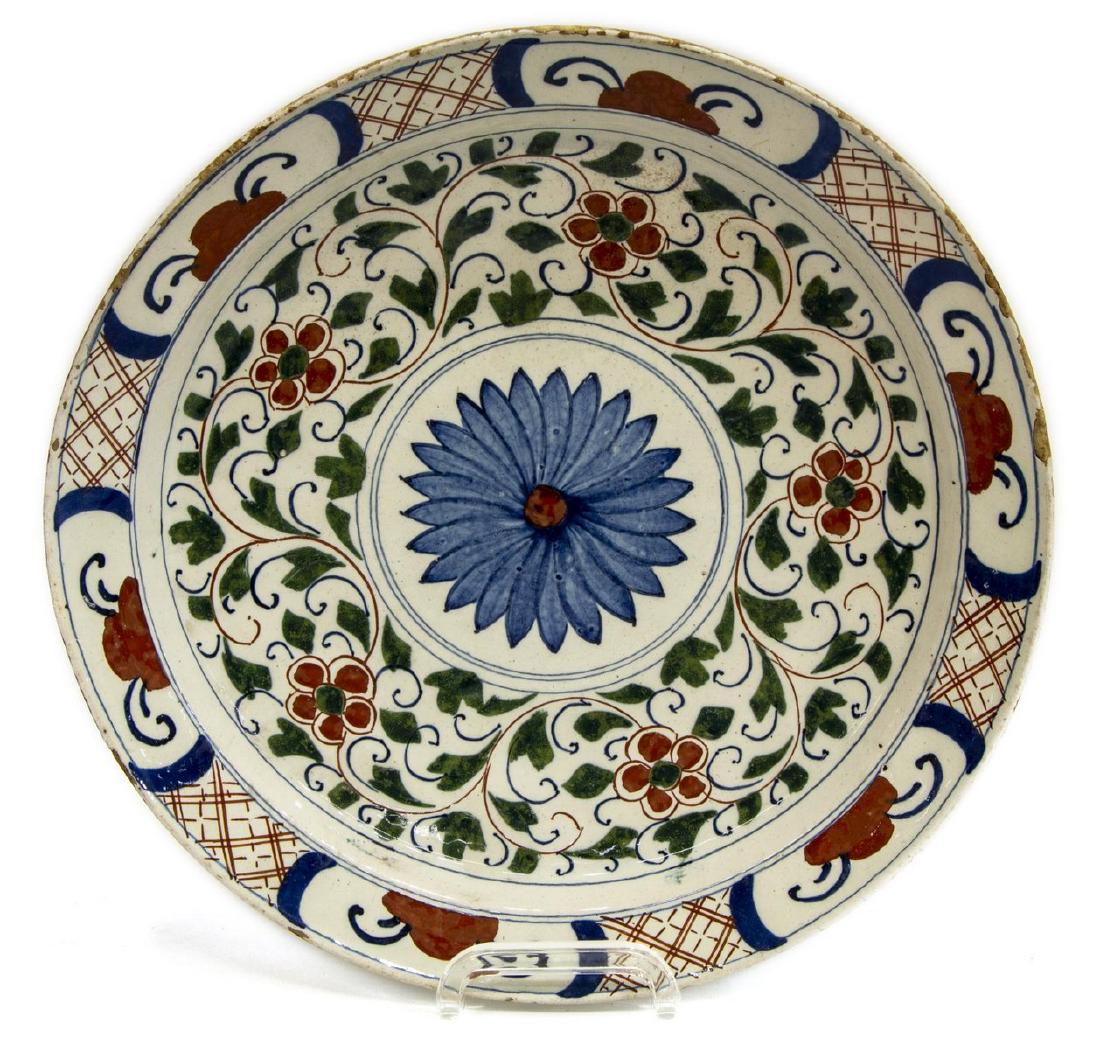 DELFT POLYCHROMED PLATE CHARGER, 18TH C. (1 of 2)