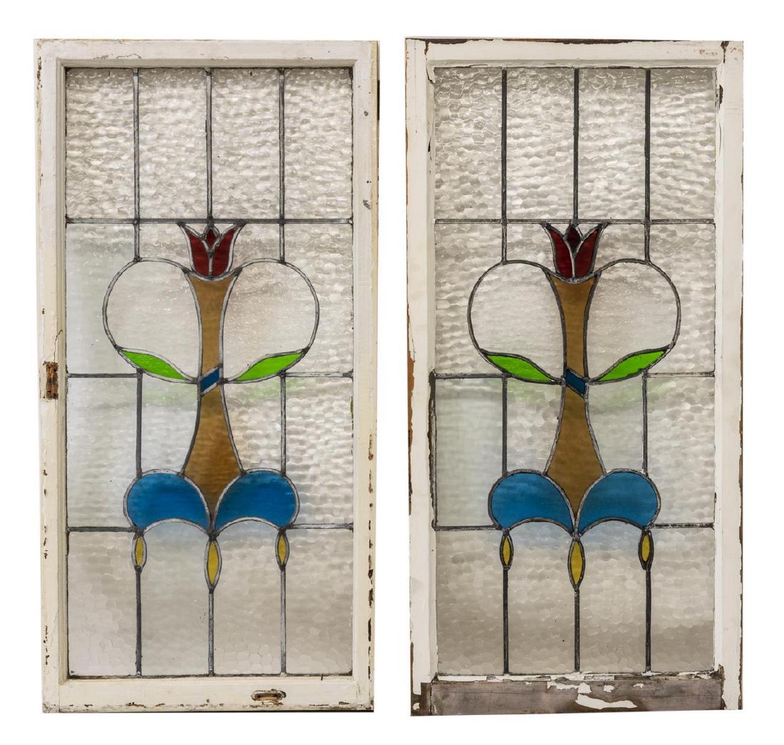 (2) ENGLISH STAINED GLASS ARCHITECTURAL WINDOWS (1 of 2)