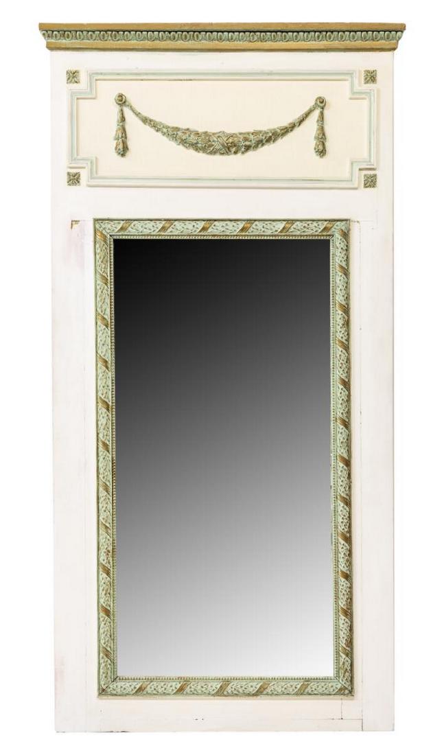 FRENCH PARCEL GILT PAINTED TRUMEAU STYLE MIRROR (1 of 2)