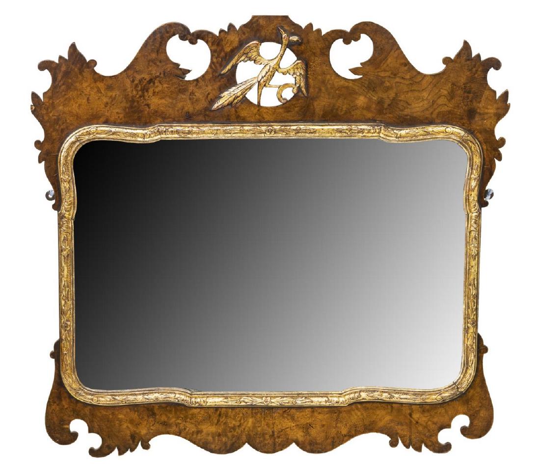 ENGLISH GEORGIAN STYLE WALNUT WALL MIRROR (1 of 3)