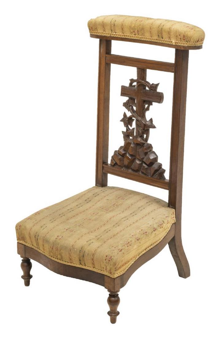 FRENCH CARVED WALNUT PRAYER CHAIR / KNEELER (1 of 2)