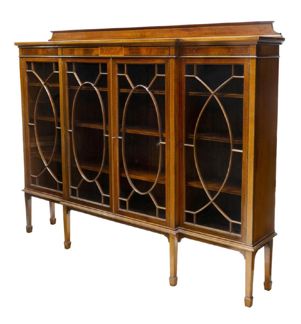 EDWARDIAN MAHOGANY BREAKFRONT DISPLAY CABINET (1 of 2)