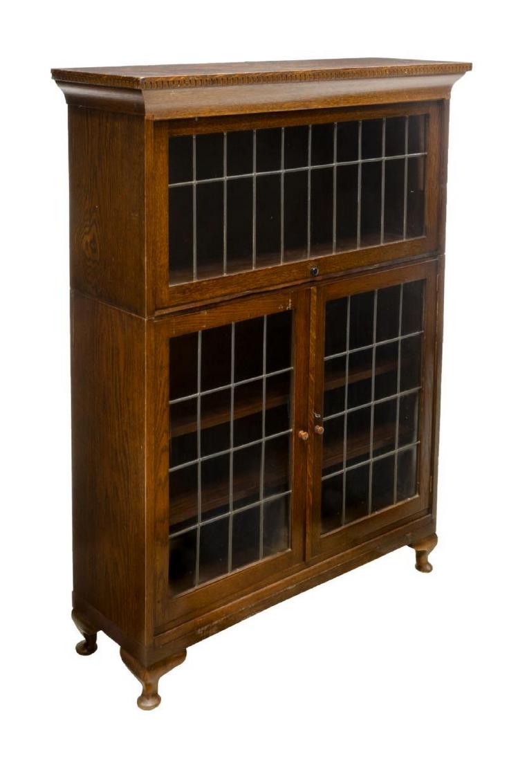 ENGLISH OAK & LEADED GLASS LAWYERS BOOKCASE (1 of 3)