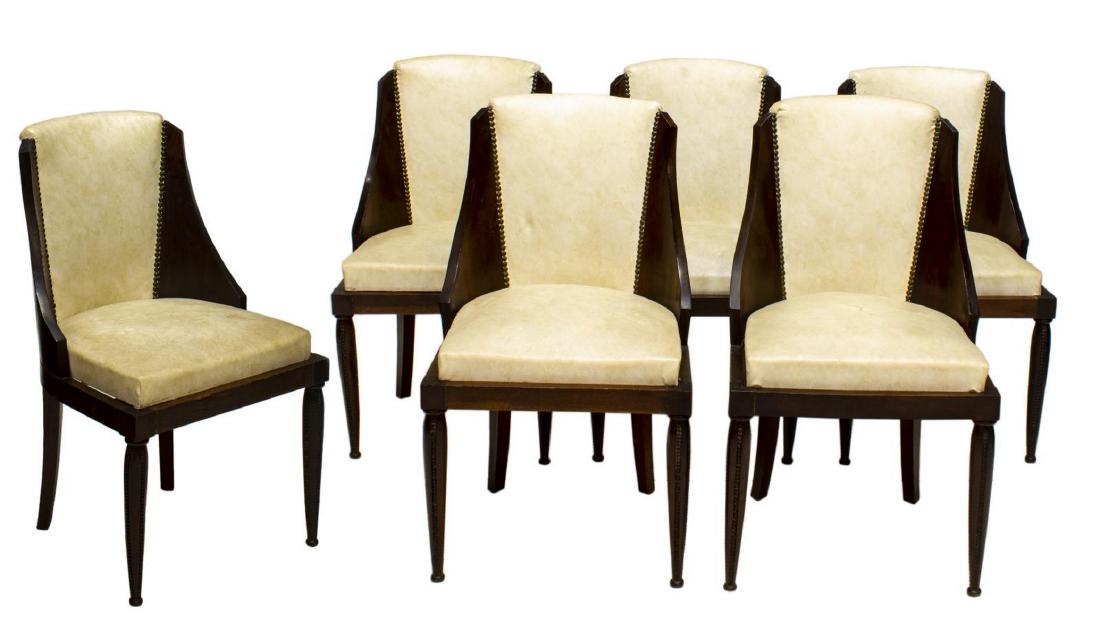 (6) FRENCH UPHOLSTERED SIDE DINING CHAIRS (1 of 2)