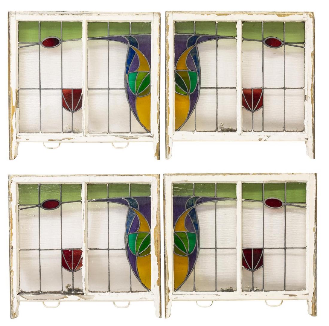 (4) ENGLISH STAINED GLASS ARCHITECTURAL WINDOWS (1 of 2)