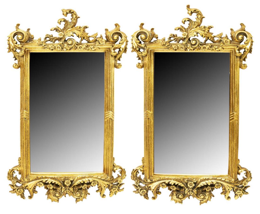 (PAIR) ENGLISH GILDED COMPOSITE WALL MIRRORS (1 of 2)