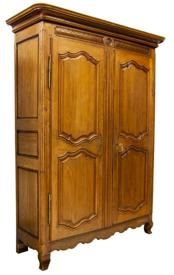FRENCH LOUIS XV STYLE OAK DOUBLE DOOR ARMOIRE (1 of 4)