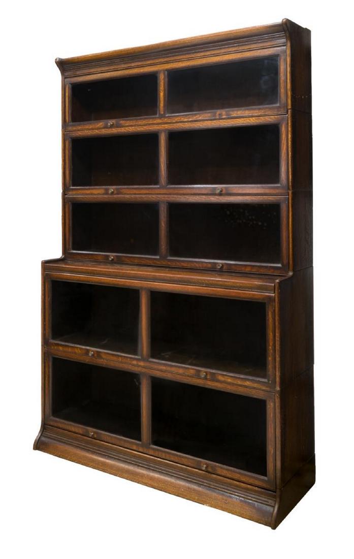 ENGLISH OAK STEPBACK LAWYERS BOOKCASE (1 of 2)