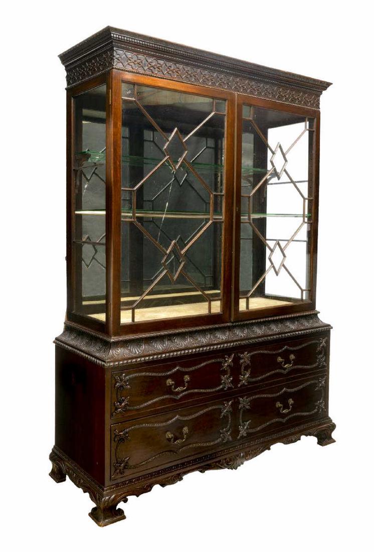 ENGLISH CHIPPENDALE STYLE GLAZED DISPLAY CABINET (1 of 2)