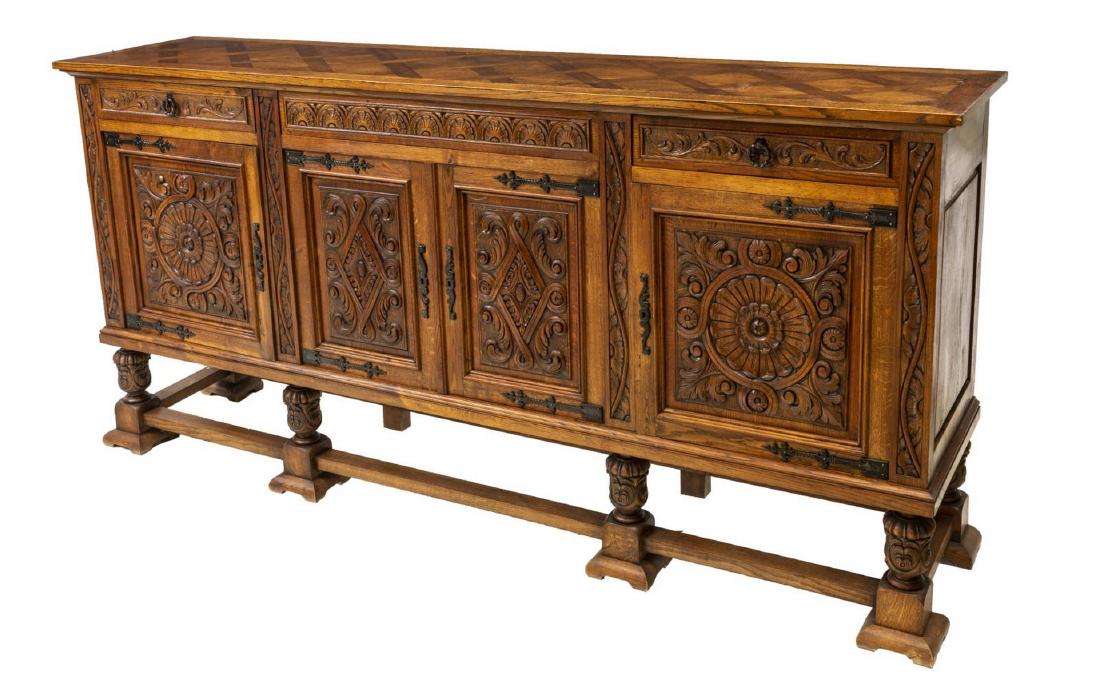 JACOBEAN STYLE PARQUETRY TOP SIDEBOARD (1 of 5)