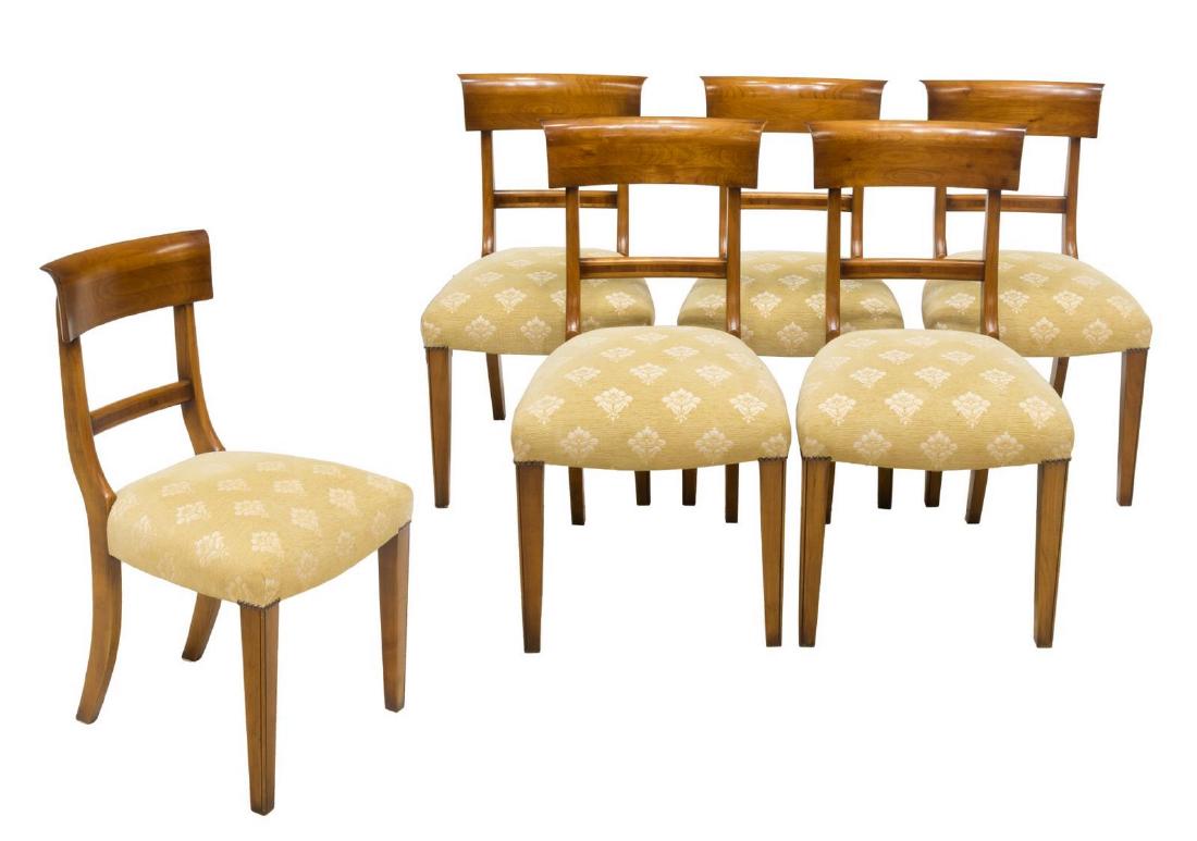(6) ENGLISH FRUITWOOD UPHOLSTERED SIDE CHAIRS (1 of 2)