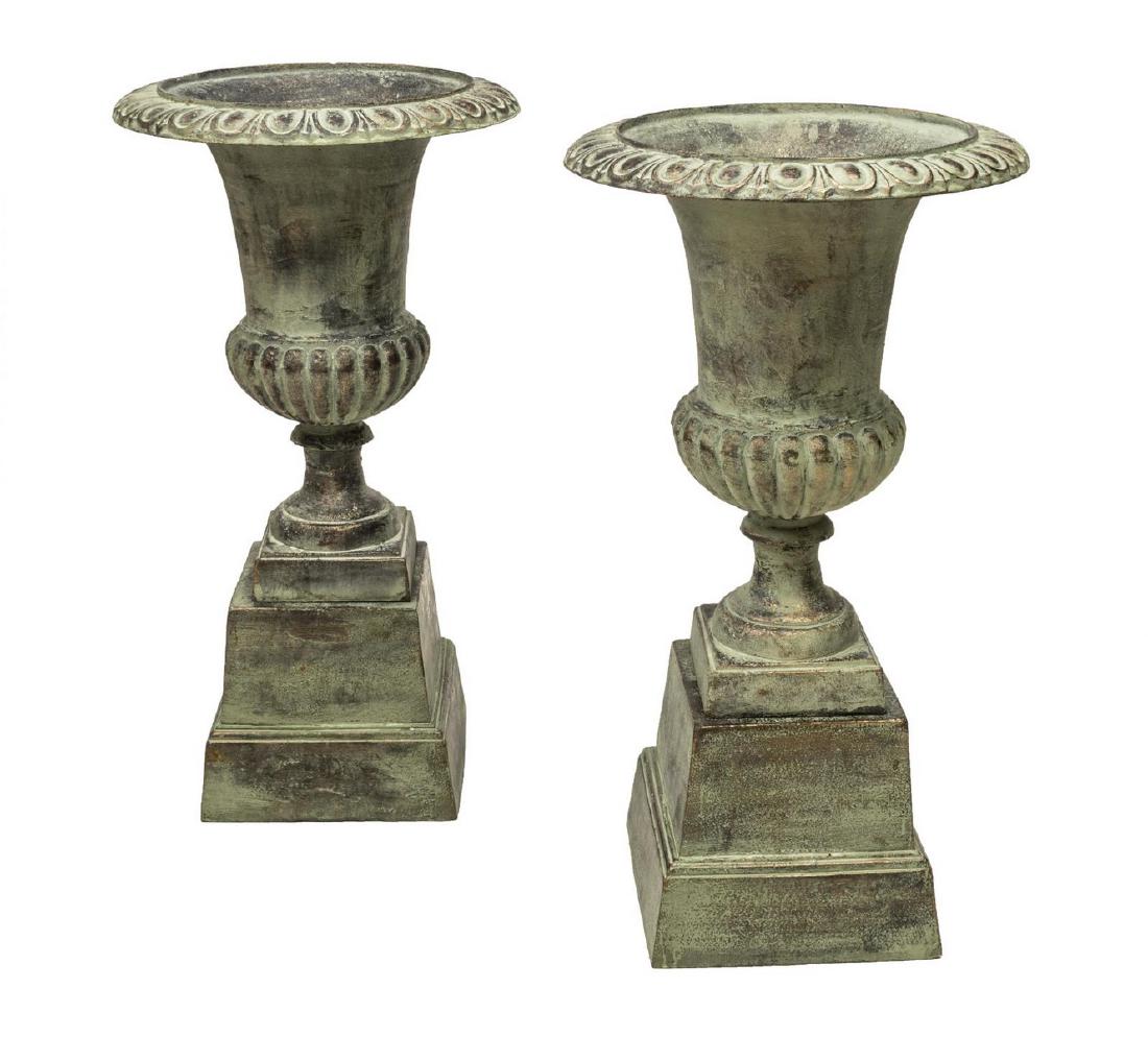 (2) ENGLISH NEOCLASSICAL STYLE PARCEL GILT URNS (1 of 2)