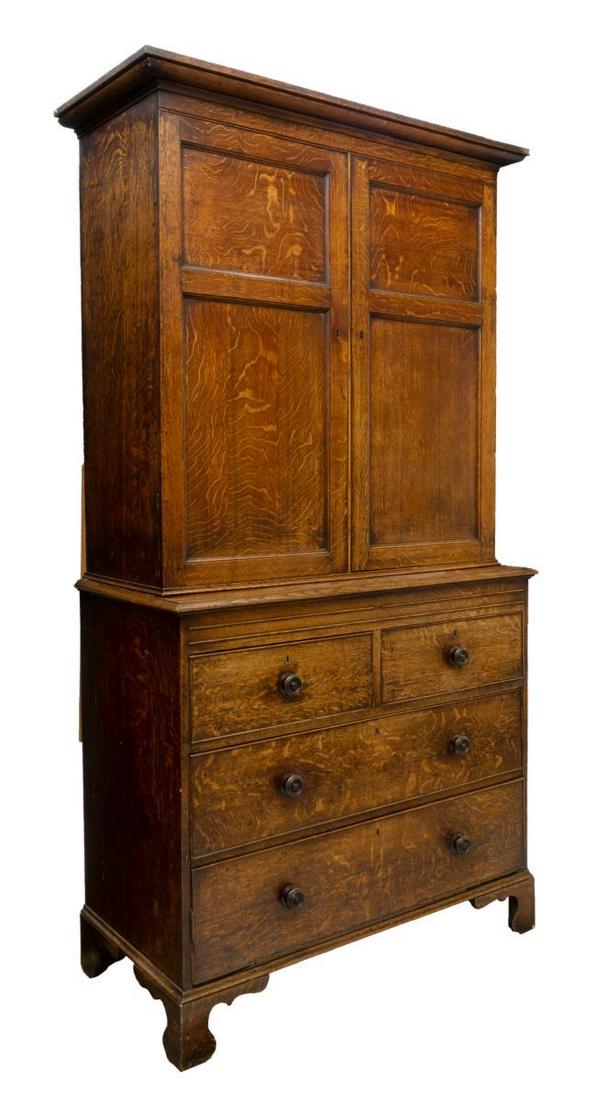 GEORGIAN COUNTRY OAK BOOKCASE ON CHEST (1 of 4)