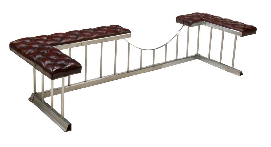 ENGLISH BUTTON-TUFTED OXBLOOD LEATHER CLUB FENDER (1 of 2)