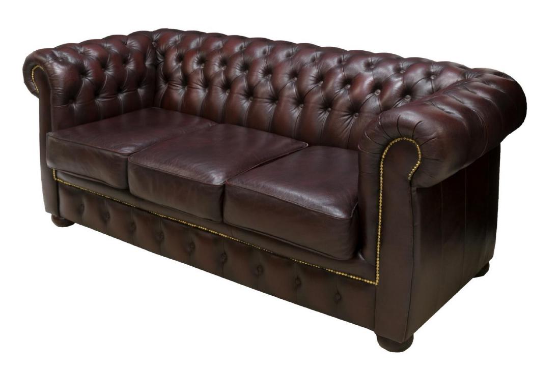CHESTERFIELD STYLE BUTTONED OX BLOOD SOFA (1 of 3)