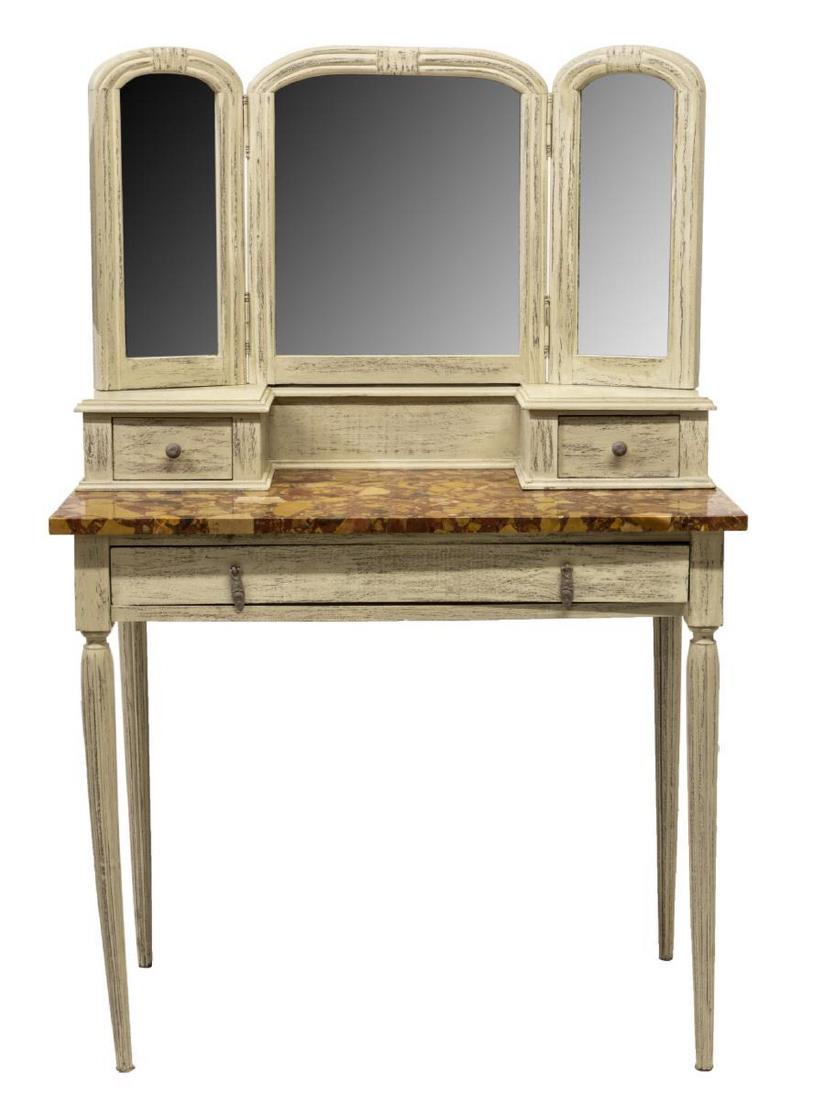 FRENCH LOUIS XVI STYLE MIRRORED MARBLE VANITY (1 of 3)
