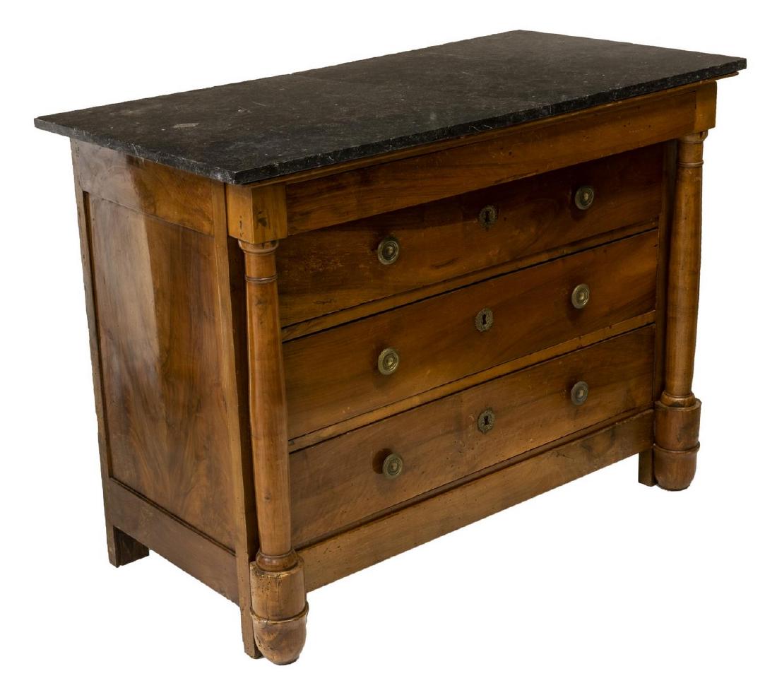 FRENCH EMPIRE STYLE MARBLE TOP WALNUT COMMODE (1 of 4)