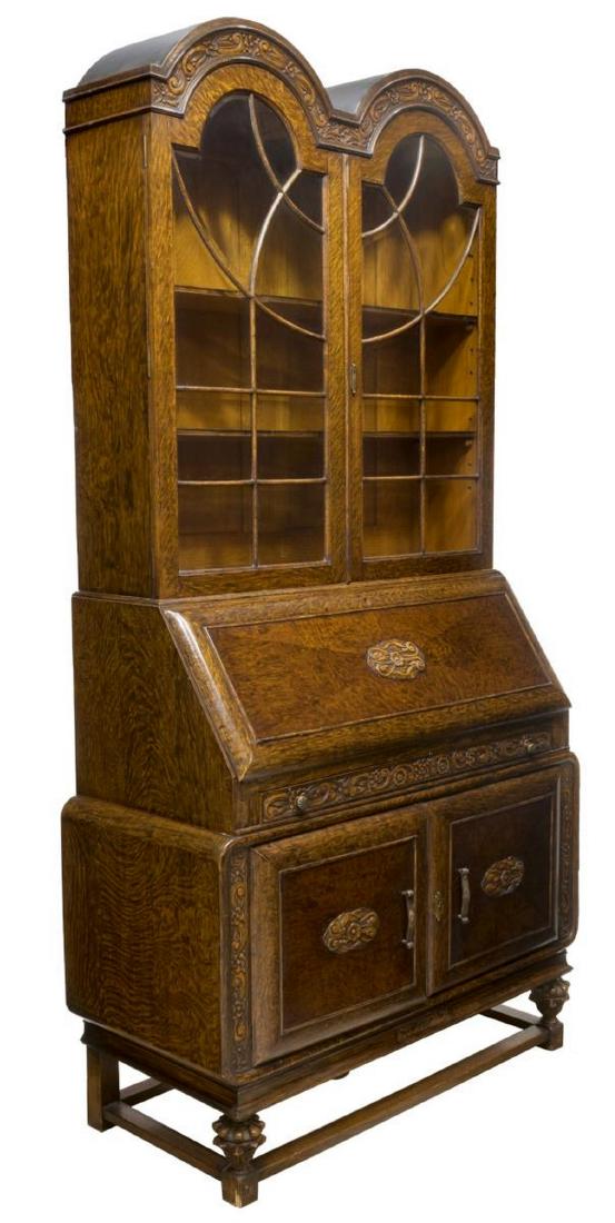 ENGLISH ART DECO OAK SECRETARY BOOKCASE (1 of 4)