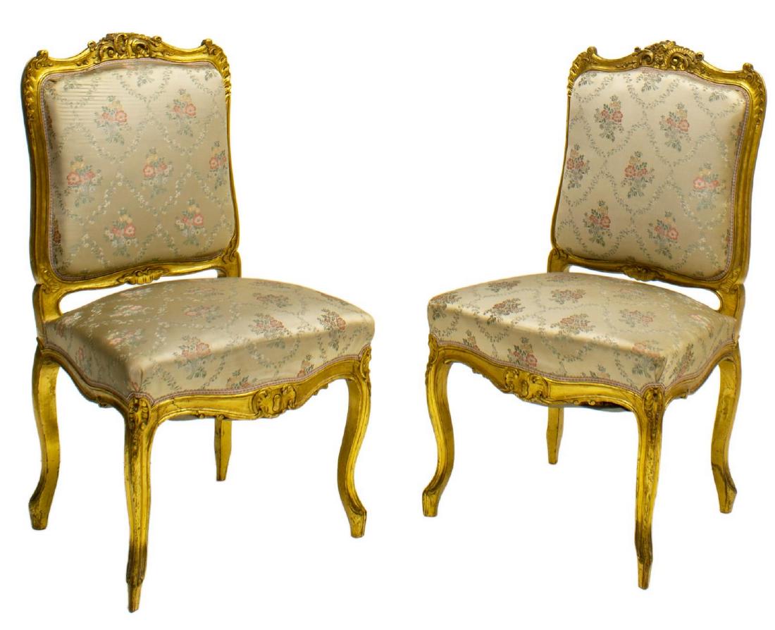 (PAIR) FRENCH GILTWOOD SIDE CHAIRS (1 of 2)