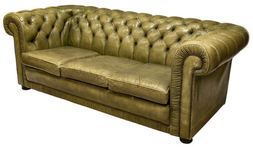 English Chesterfield Style Green Oned Sofa