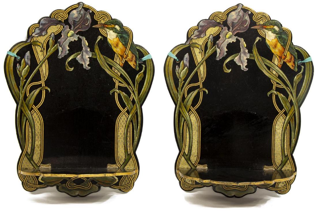 ART NOUVEAU PAPER MACHE PAINTED WALL BRACKETS (1 of 3)