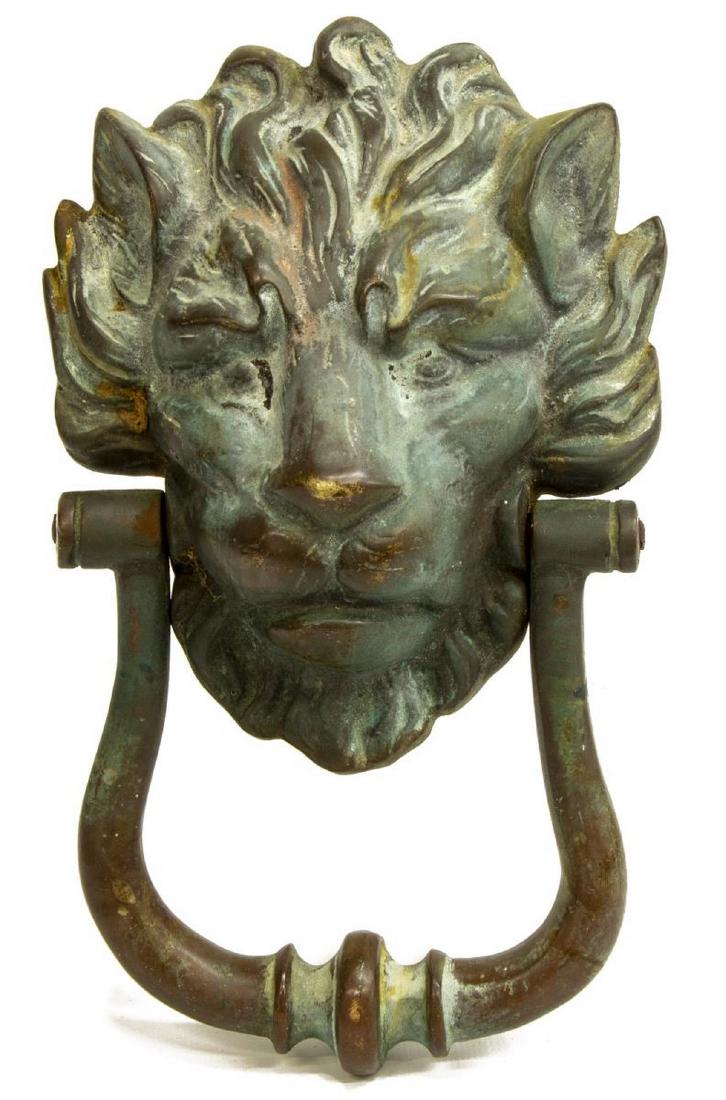 ARCHITECTURAL PATINATED BRONZE LION DOOR KNOCKER (1 of 3)