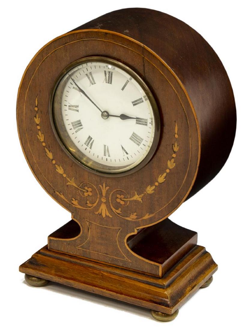 EDWARDIAN FOLIATE MARQUETRY MAHOGANY MANTLE CLOCK (1 of 4)