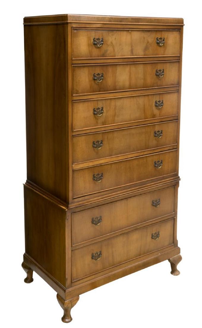ENGLISH QUEEN ANNE STYLE WALNUT CHEST ON CHEST (1 of 3)