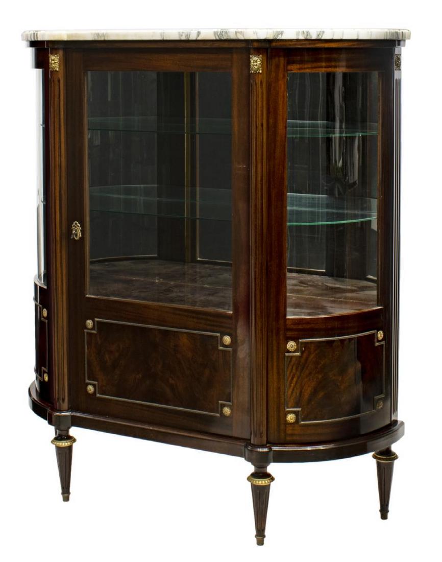 FRENCH MAHOGANY & MARBLE DISPLAY CABINET (1 of 2)