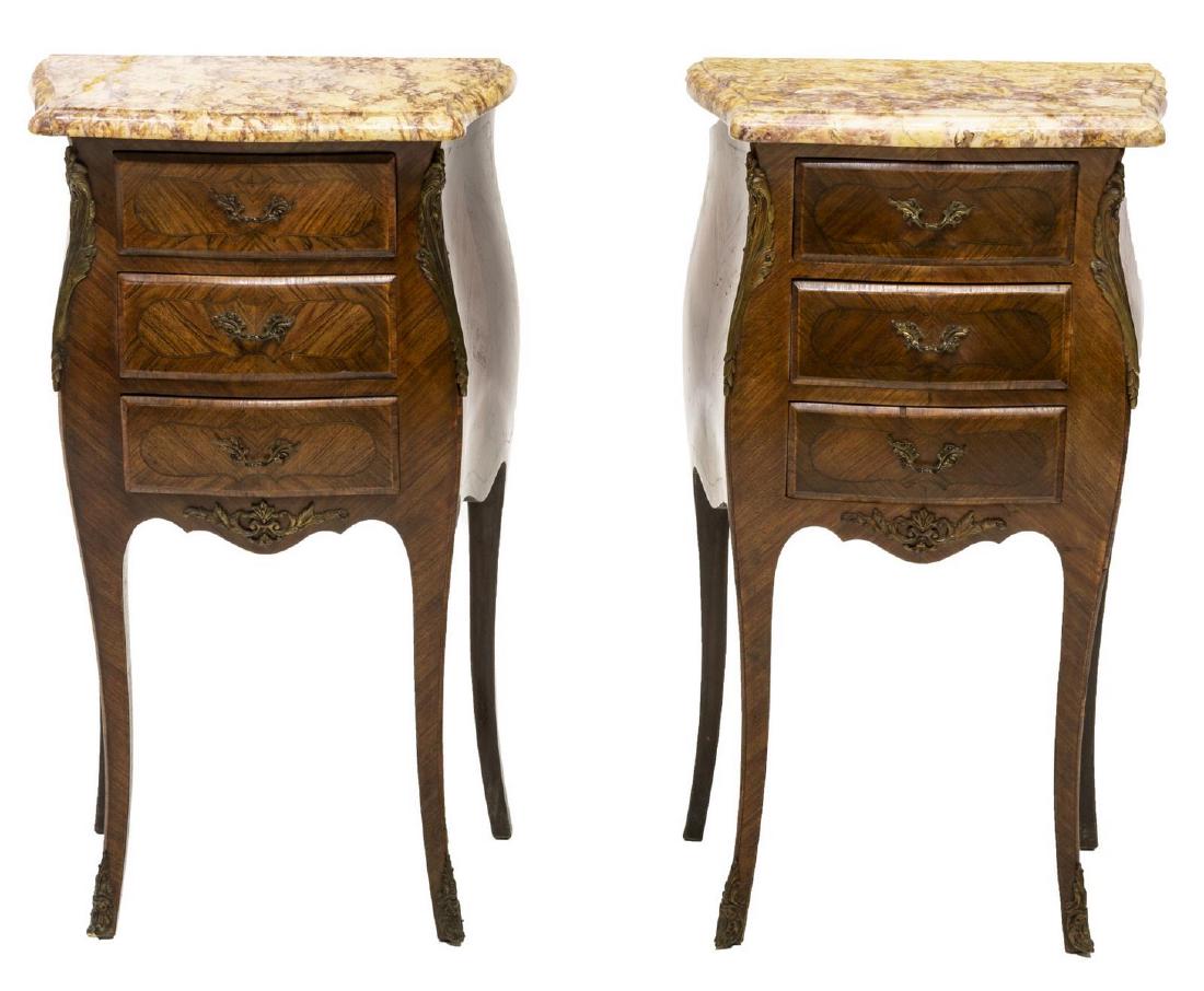 (2) FRENCH LOUIS XV STYLE MARBLE TOP SIDE CABINETS (1 of 2)
